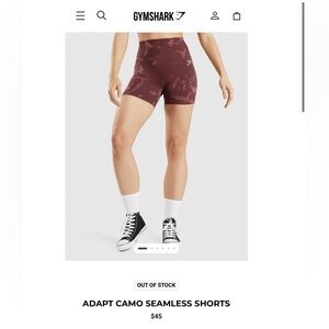 Gymshark Women's Burgundy Camo Seamless Shorts